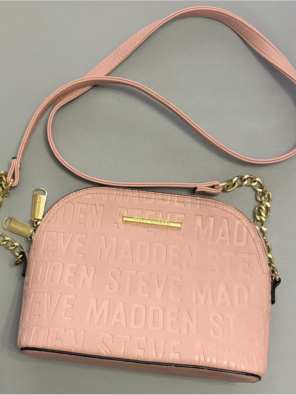 Steve Madden Blush Pink Embossed Crossbody with Gold Chain